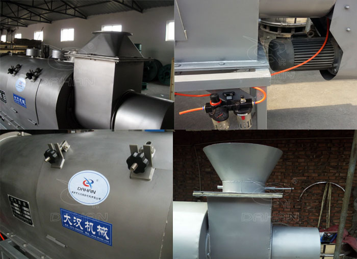 氣旋篩：電機(jī)，進(jìn)料口，氣壓裝置等特寫圖片